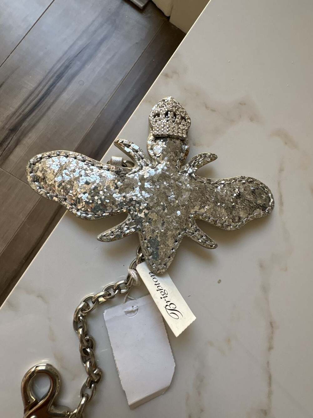 Brighton Silver Glitter Bee Keychain Purse Charm - Picture 8 of 10